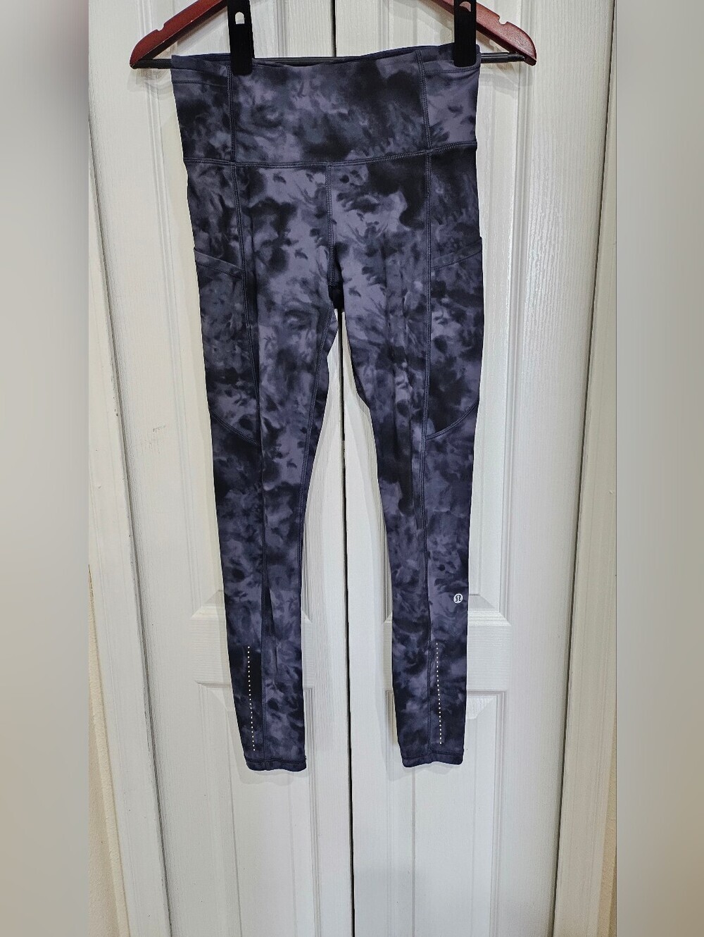 Lululemon Tie Dye High Rise Leggings Gray Black Pocket Athletic Yoga Pants. - Picture 3 of 7